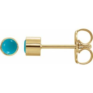 14K Yellow Natural Turquoise Bezel-Set Earring