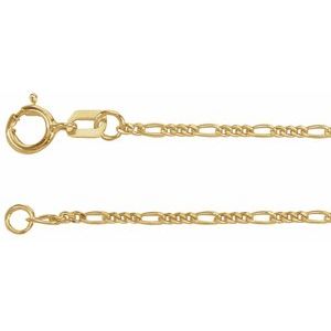 14K Yellow 1.28 mm Figaro 20 Chain