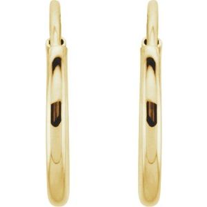 14K Yellow Endless Tube 10 mm Hoop Earring