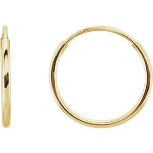 14K Yellow Endless Tube 12 mm Hoop Earring