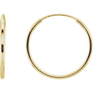 14K Yellow Endless Tube 15 mm Hoop Earring