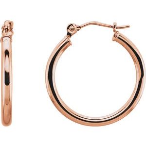 14K Rose Tube 20 mm Hoop Earrings