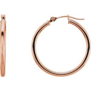 14K Rose Tube 25 mm Hoop Earrings
