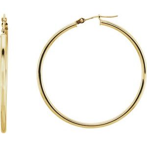14K Yellow Tube 40 mm Hoop Earrings