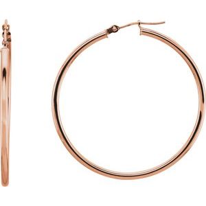 14K Rose Tube 40 mm Hoop Earrings