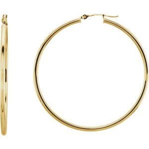 14K Yellow Tube 47 mm Hoop Earrings