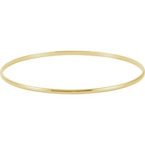 14K Yellow 2 mm Half Round Bangle 7 1/2 Bracelet