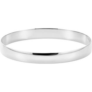 14K White 6 mm Half Round Bangle 7 3/4 Bracelet
