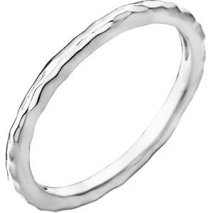 14K White 1.6 mm Hammered Stackable Ring Size 8