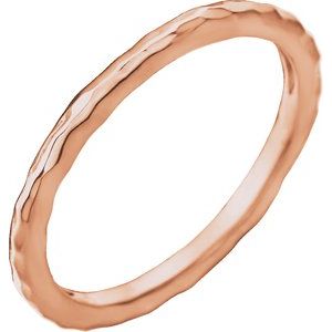 14K Rose 1.6 mm Hammered Stackable Ring Size 8