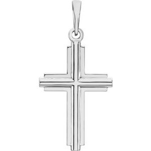 14K White Cross Pendant