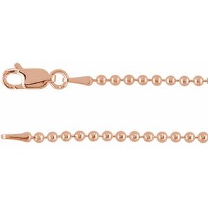 14K Rose 2 mm Hollow Bead 24 Chain