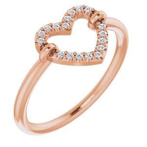 14K Rose .07 CTW Natural Diamond Heart Ring