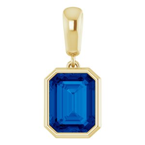 14K Yellow Lab-Grown Blue Sapphire Pendant