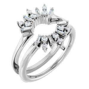14K White 1/3 CTW Natural Diamond Art Deco Baguette Ring Guard