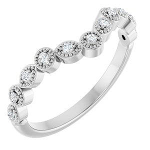 14K White 1/10 CTW Natural Diamond Vintage-Inspired Contour Band