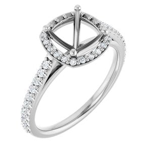 14K White 7x7 mm Cushion 1/4 CTW Lab-Grown Diamond Semi-Set Engagement Ring