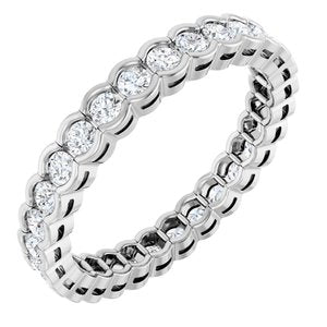 14K White 7/8 CTW Natural Diamond Eternity Band Size 7