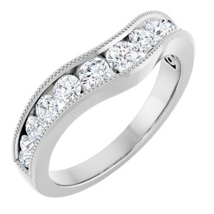 14K White 3/4 CTW Natural Diamond Contour Band