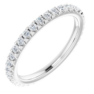 14K White 1/2 CTW Natural Diamond Eternity Band Size 6.5