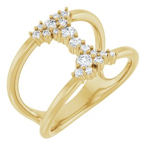 14K Yellow 3/8 CTW Natural Diamond Negative Space Ring