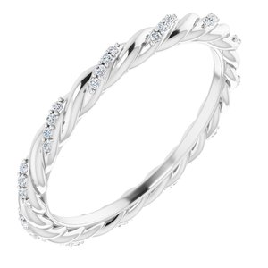 14K White 1/10 CTW Natural Diamond Rope Eternity Band Size 7