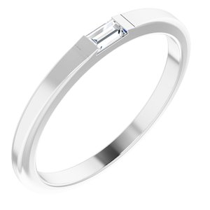 14K White 1/10 CT Natural Diamond Stackable Ring