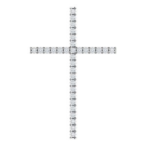 14K White 1/2 CTW Natural Diamond Cross Pendant
