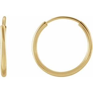 14K Yellow Flexible Endless Tube 12 mm Hoop Earrings