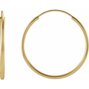14K Yellow Flexible Endless Tube 20 mm Hoop Earrings