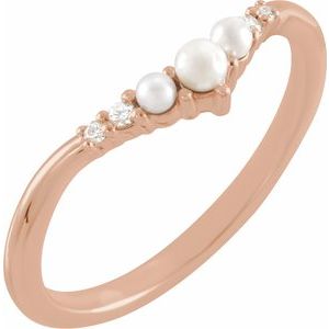 14K Rose Pearl & .03 CTW Natural Diamond Contour Band