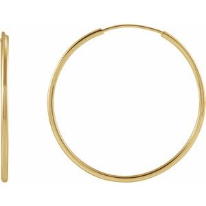 14K Yellow Flexible Endless Tube 25 mm Hoop Earrings