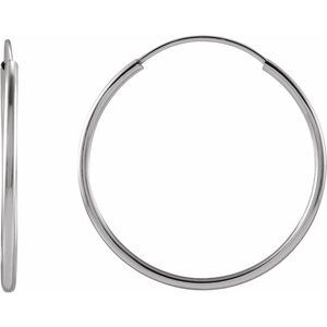 14K White Flexible Endless Tube 20 mm Hoop Earrings