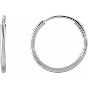 14K White Flexible Endless Tube 12 mm Hoop Earrings