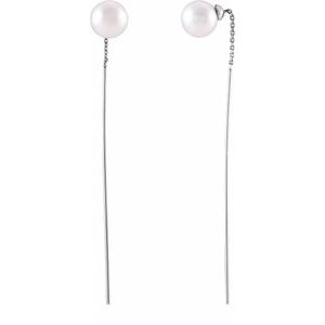 14K White Cultured White Freshwater Pearl Threader Earrings