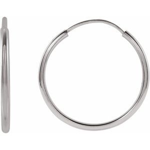 14K White Flexible Endless Tube 15 mm Hoop Earrings