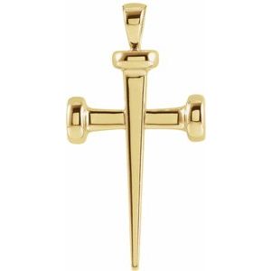 14K Yellow 	28x14.71 mm Nail Cross Pendant
