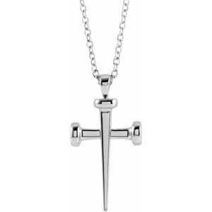 Sterling Silver Nail Cross 24" Necklace