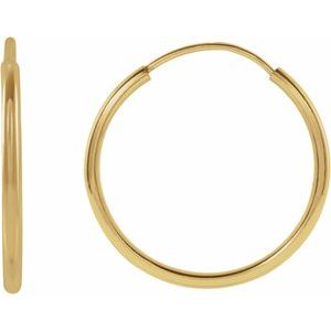 14K Yellow Flexible Endless Tube 15 mm Hoop Earrings