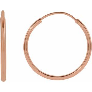 14K Rose Flexible Endless Tube 15 mm Hoop Earrings