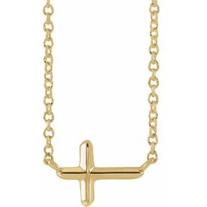 14K Yellow Sideways Cross 18" Necklace