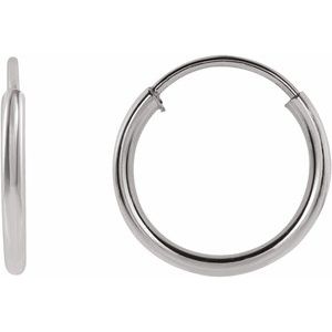 14K White Flexible Endless Tube 10 mm Hoop Earrings