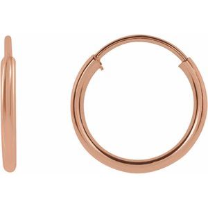 14K Rose Flexible Endless Tube 10 mm Hoop Earrings