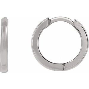 14K White Hinged 12.5 mm Hoop Earring