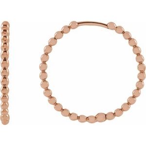 14K Rose Beaded 20 mm Hoop Earrings