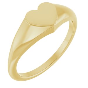 14K Yellow Heart Signet Ring