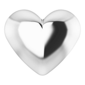 14K White Puffed Heart Pendant