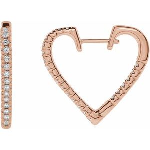 14K Rose 5/8 CTW Natural Diamond Heart Earrings