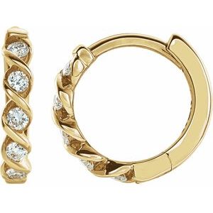 14K Yellow 1/10 CTW Natural Diamond 9 mm Hoop Earrings