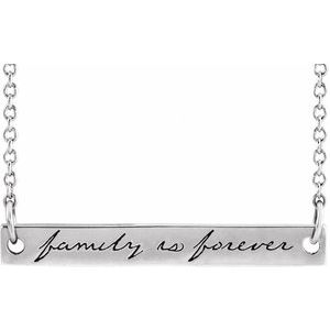 Sterling Silver Family is Forever Bar 18" Necklace